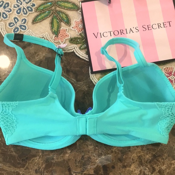 New! Victoria’s Secret Body by Victoria Lightly Lined Lace Demi Bra 32 DD Aqua - Picture 6 of 9